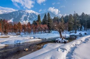 View Of Betab Valley In Winter Season Pahalgam Kashmir India